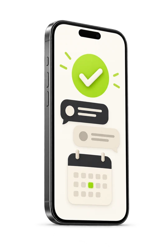 Illustrative texting and appointment booking graphic