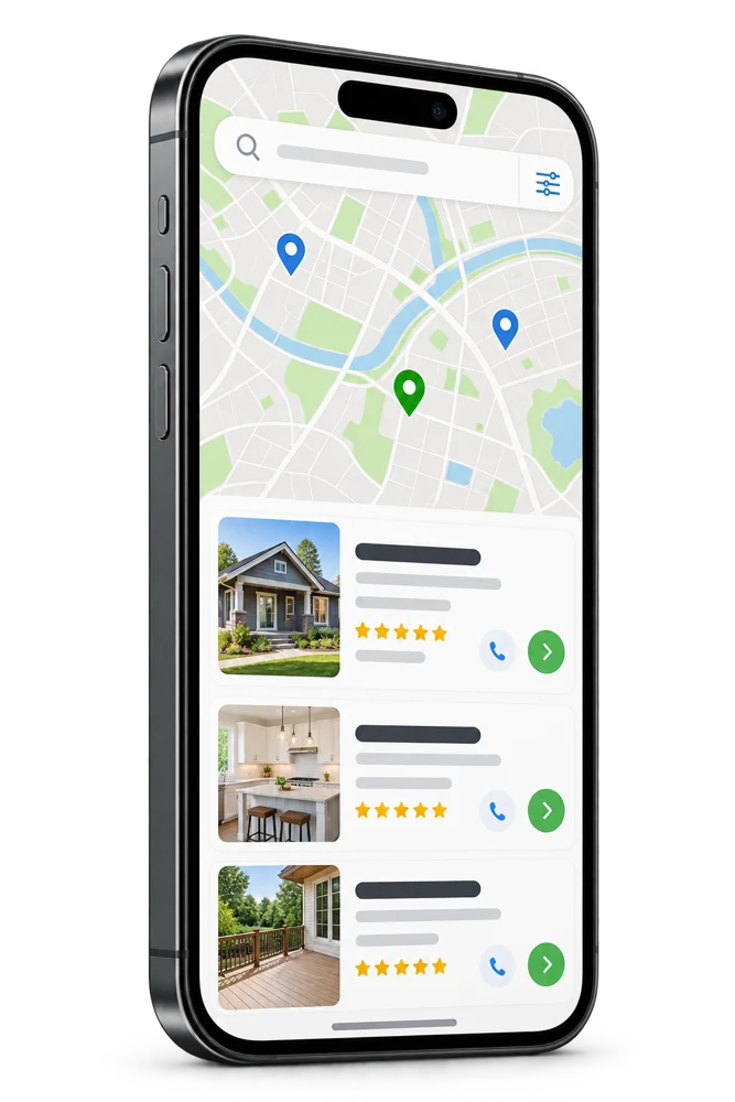 Illustrative local search results on a smartphone